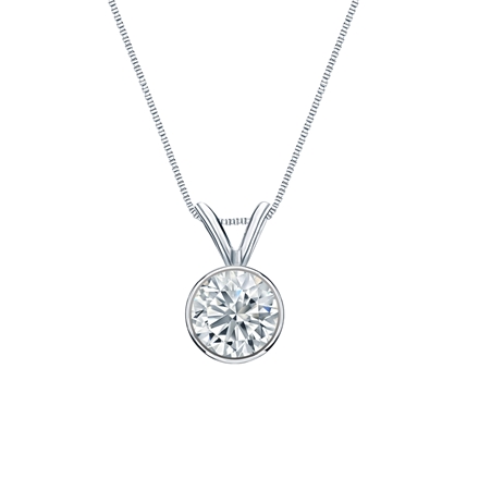 Natural Diamond Solitaire Pendant Round-cut 0.63 ct. tw. (H-I, SI1-SI2) 14k White Gold Bezel