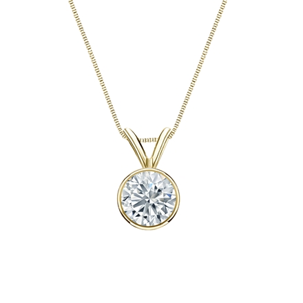 Natural Diamond Solitaire Pendant Round-cut 0.63 ct. tw. (G-H, SI2) 14k Yellow Gold Bezel