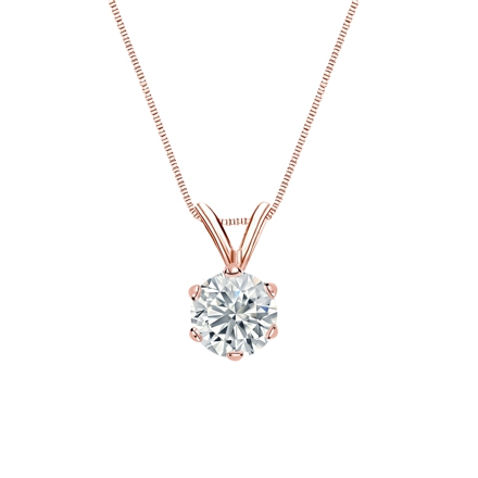 Natural Diamond Solitaire Pendant Round-cut 0.63 ct. tw. (G-H, SI2) 14k Rose Gold 6-Prong Basket