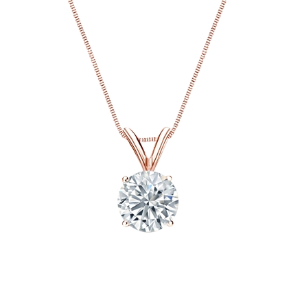 14k Rose Gold 4-Prong Basket Certified Round-Cut Diamond Solitaire Pendant 0.75 ct. tw. (I-J, I1-I2)