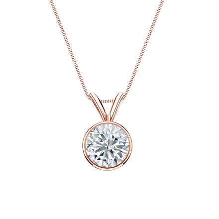 Natural Diamond Solitaire Pendant Round-cut 0.75 ct. tw. (H-I, SI1-SI2) 14k Rose Gold Bezel