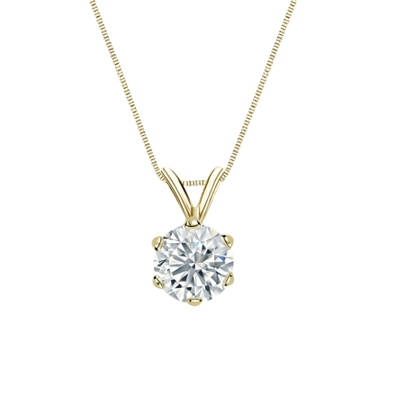Natural Diamond Solitaire Pendant Round-cut 0.75 ct. tw. (H-I, SI1-SI2) 14k Yellow Gold 6-Prong Basket