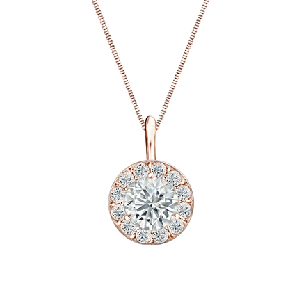 Natural Diamond Solitaire Pendant Round-cut 0.75 ct. tw. (H-I, SI1-SI2) 14k Rose Gold Halo