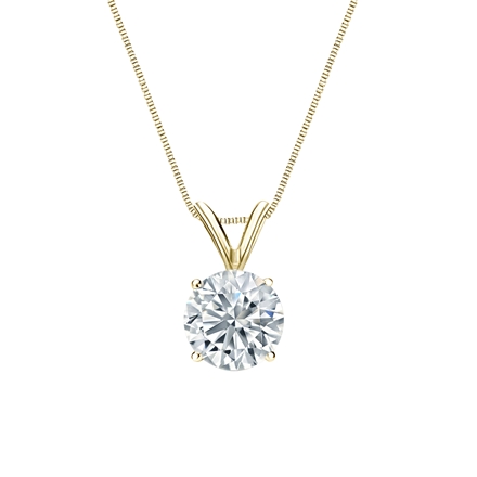 Natural Diamond Solitaire Pendant Round-cut 0.88 ct. tw. (H-I, SI1-SI2) 18k Yellow Gold 4-Prong Basket