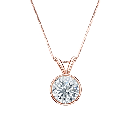 Natural Diamond Solitaire Pendant Round-cut 0.88 ct. tw. (H-I, SI1-SI2) 14k Rose Gold Bezel