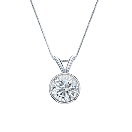 Natural Diamond Solitaire Pendant Round-cut 0.88 ct. tw. (H-I, SI1-SI2) 18k White Gold Bezel