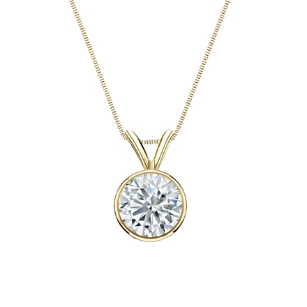 Natural Diamond Solitaire Pendant Round-cut 0.88 ct. tw. (H-I, SI1-SI2) 14k Yellow Gold Bezel