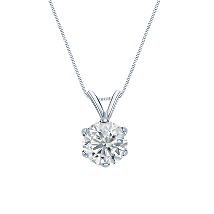 Natural Diamond Solitaire Pendant Round-cut 0.88 ct. tw. (H-I, SI1-SI2) 14k White Gold 6-Prong Basket