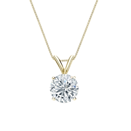 14k Yellow Gold 4-Prong Basket Certified Round-Cut Diamond Solitaire Pendant 0.50 ct. tw. (E-F, I1-I2)
