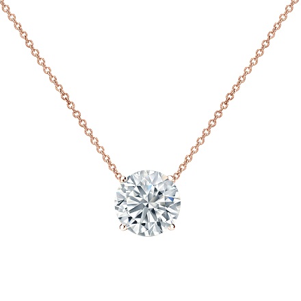 EGL USA Certified Round-Cut Diamond Solitaire Pendant in 14k Rose Gold  4-Prong