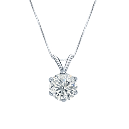 EGL USA Certified Round-Cut Diamond Solitaire Pendant in 18k White Gold 6-Prong Basket
