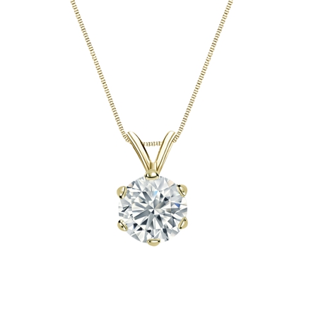 EGL USA Certified Round-Cut Diamond Solitaire Pendant in 18k Yellow Gold 6-Prong Basket