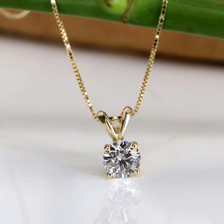 Handmade 2ct Lab-Created Diamond Solitaire Pendant In 14K Yellow Gold Over Sterling Silver - Includes Chain
