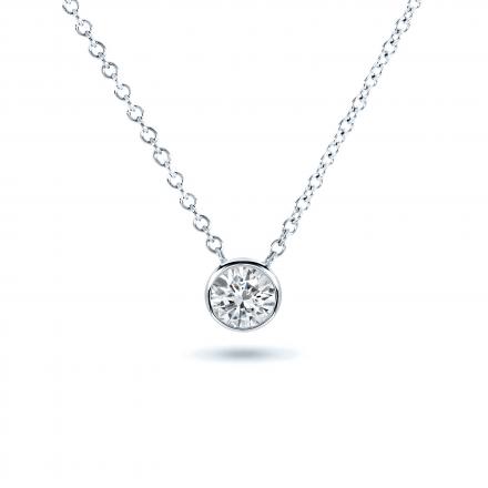 14k White Gold 4-Prong Basket Certified Round-Cut Diamond Solitaire Pendant 0.50 ct. tw. (E-F, I1-I2)