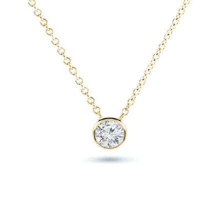 Certified 14k Yellow Gold Bezel Round-Cut Diamond Solitaire Pendant 0.20 ct. tw. (H-I, I1-I2)