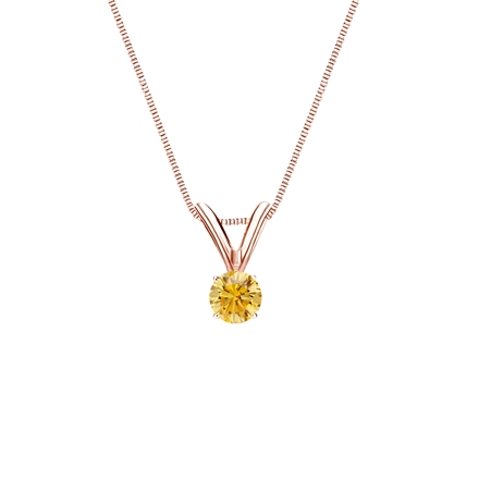 14k Rose Gold 4-Prong Basket Certified Round-cut Yellow Diamond Solitaire Pendant 0.13 ct. tw. (SI1-SI2)