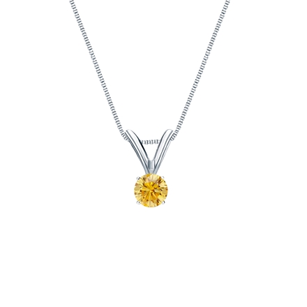 Platinum 4-Prong Basket Certified Round-cut Yellow Diamond Solitaire Pendant 0.13 ct. tw. (SI1-SI2)