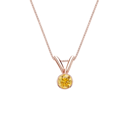 14k Rose Gold Bezel Round-cut Yellow Diamond Solitaire Pendant 0.13 ct. tw. (SI1-SI2)