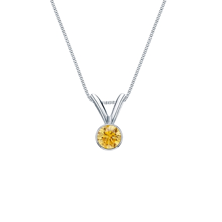 18k White Gold Bezel Certified Round-cut Yellow Diamond Solitaire Pendant 0.13 ct. tw. (SI1-SI2)