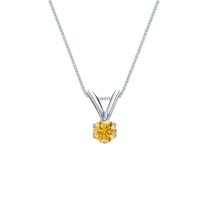 14k White Gold 6-Prong Basket Certified Round-cut Yellow Diamond Solitaire Pendant 0.13 ct. tw. (SI1-SI2)