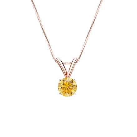 14k Rose Gold 4-Prong Basket Certified Round-cut Yellow Diamond Solitaire Pendant 0.25 ct. tw. (SI1-SI2)