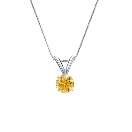 Platinum 4-Prong Basket Certified Round-cut Yellow Diamond Solitaire Pendant 0.25 ct. tw. (SI1-SI2)