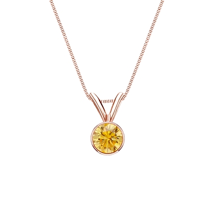 14k Rose Gold Bezel Certified Round-cut Yellow Diamond Solitaire Pendant 0.25 ct. tw. (SI1-SI2)