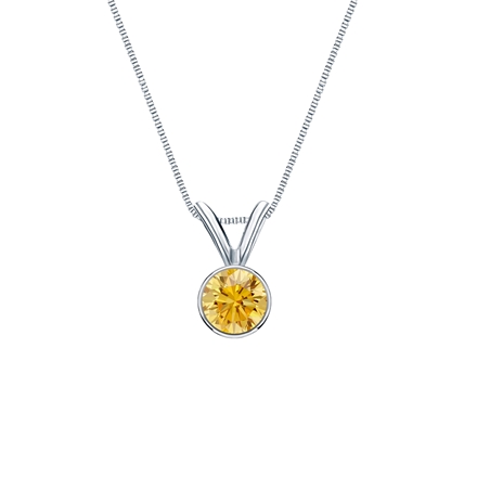 14k White Gold Bezel Certified Round-cut Yellow Diamond Solitaire Pendant 0.25 ct. tw. (SI1-SI2)