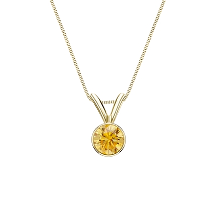 18k Yellow Gold Bezel Certified Round-cut Yellow Diamond Solitaire Pendant 0.25 ct. tw. (SI1-SI2)