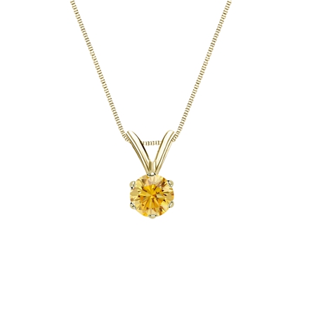 18k Yellow Gold 6-Prong Basket Certified Round-cut Yellow Diamond Solitaire Pendant 0.25 ct. tw. (SI1-SI2)