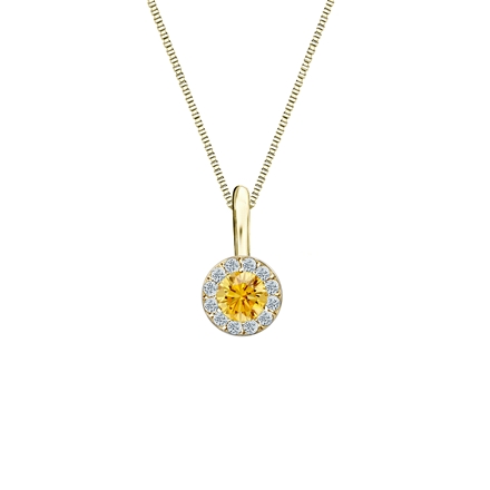 14k Yellow Gold Halo Certified Round-cut Yellow Diamond Solitaire Pendant 0.25 ct. tw. (SI1-SI2)