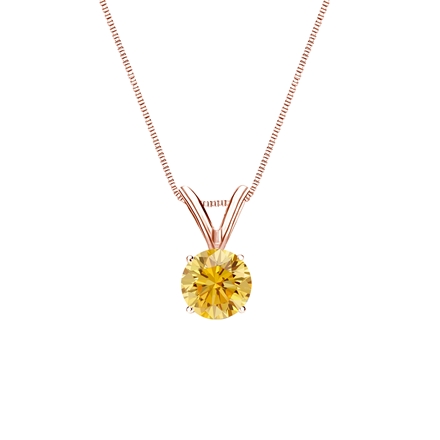 14k Rose Gold 4-Prong Basket Certified Round-cut Yellow Diamond Solitaire Pendant 0.38 ct. tw. (SI1-SI2)