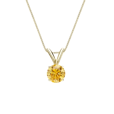 18k Yellow Gold 4-Prong Basket Certified Round-cut Yellow Diamond Solitaire Pendant 0.38 ct. tw. (SI1-SI2)