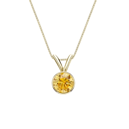 18k Yellow Gold Bezel Certified Round-cut Yellow Diamond Solitaire Pendant 0.38 ct. tw. (SI1-SI2)