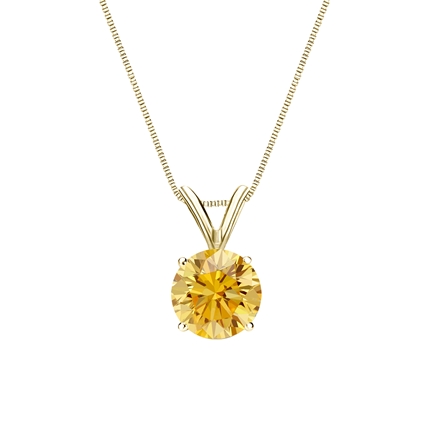 14k Yellow Gold 4-Prong Basket Certified Round-cut Yellow Diamond Solitaire Pendant 0.75 ct. tw. (SI1-SI2)