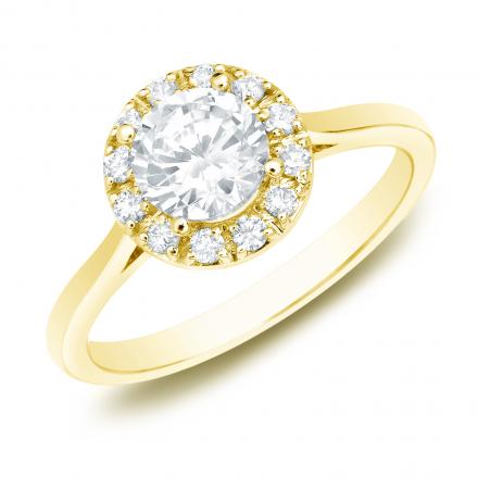 Round Diamond Halo Engagement Ring in 14k Yellow Gold (0.50 cttw)