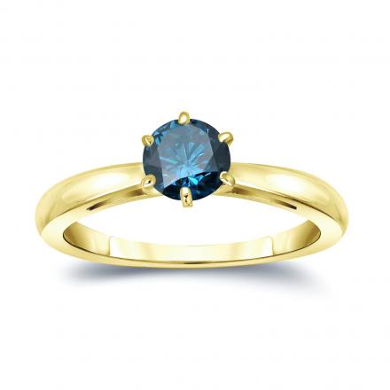 Solitaire Blue Diamond Engagement Ring in 14K Yellow Gold (0.30 cttw)