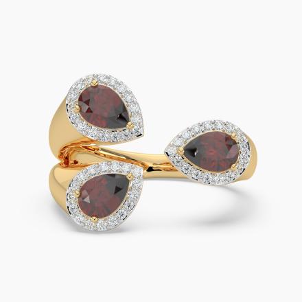 Ruby and Diamond Halo Claw Fashion Ring (1.60 cttw.) in 14K Yellow Gold, Size 7
