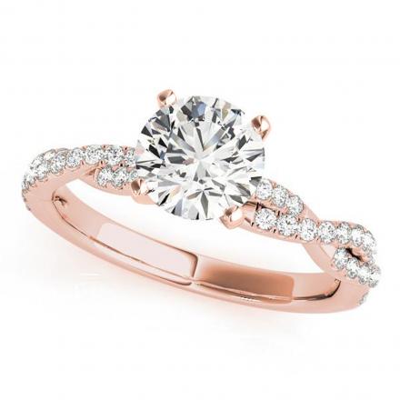 Twisted Moissanite and Diamond Engagement Ring In 14K Rose Gold