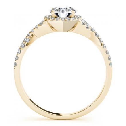 Oval Moissanite Halo Diamond Engagement Ring In 14K Yellow Gold