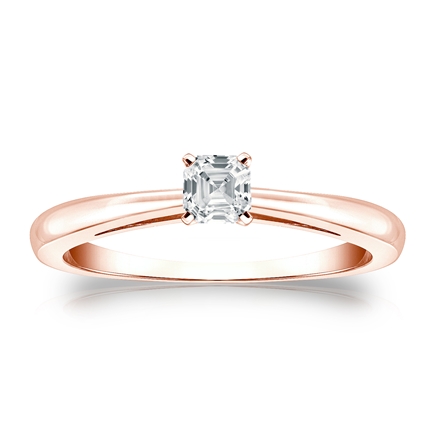 Natural Diamond Solitaire Ring Asscher 0.25 ct. tw. (H-I, I1) 14k Rose Gold 4-Prong