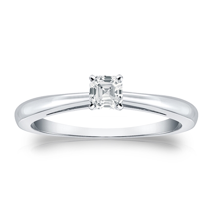 Natural Diamond Solitaire Ring Asscher 0.25 ct. tw. (H-I, I1) 18k White Gold 4-Prong
