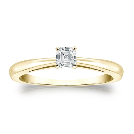 Natural Diamond Solitaire Ring Asscher 0.25 ct. tw. (G-H, VS1-VS2) 18k Yellow Gold 4-Prong