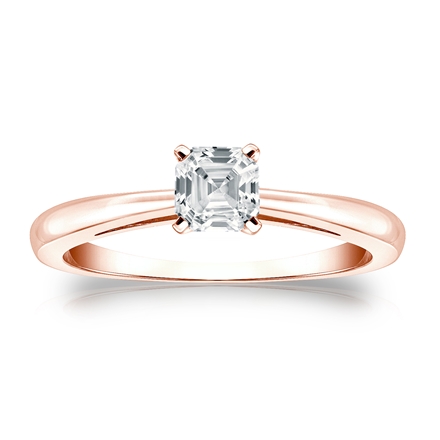 Natural Diamond Solitaire Ring Asscher 0.50 ct. tw. (H-I, I1) 14k Rose Gold 4-Prong