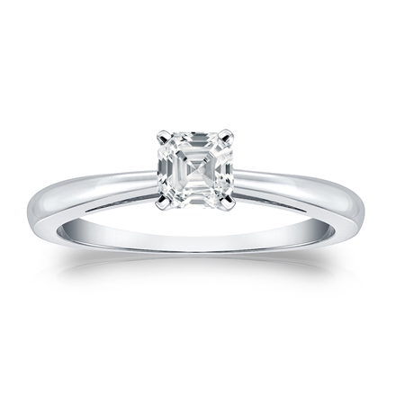 Natural Diamond Solitaire Ring Asscher 0.50 ct. tw. (H-I, SI1-SI2) 18k White Gold 4-Prong