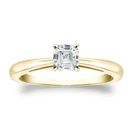 Natural Diamond Solitaire Ring Asscher 0.50 ct. tw. (H-I, I1) 18k Yellow Gold 4-Prong