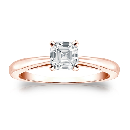 Natural Diamond Solitaire Ring Asscher 0.75 ct. tw. (H-I, SI1-SI2) 14k Rose Gold 4-Prong