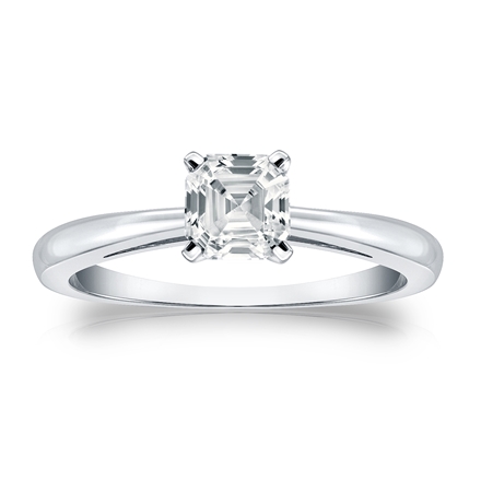 Natural Diamond Solitaire Ring Asscher 0.75 ct. tw. (G-H, VS1-VS2) 18k White Gold 4-Prong
