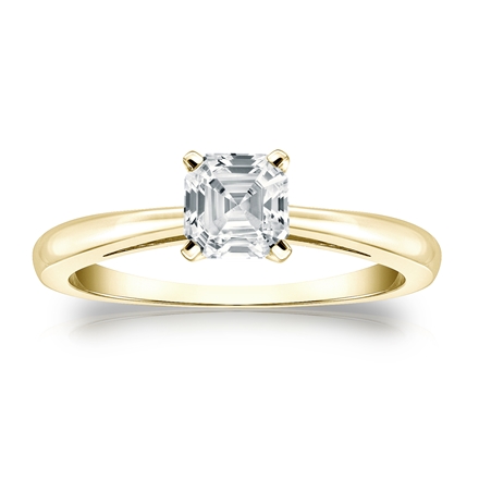 Natural Diamond Solitaire Ring Asscher 0.75 ct. tw. (H-I, SI1-SI2) 18k Yellow Gold 4-Prong
