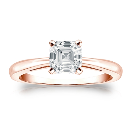 Natural Diamond Solitaire Ring Asscher 1.00 ct. tw. (H-I, SI1-SI2) 14k Rose Gold 4-Prong